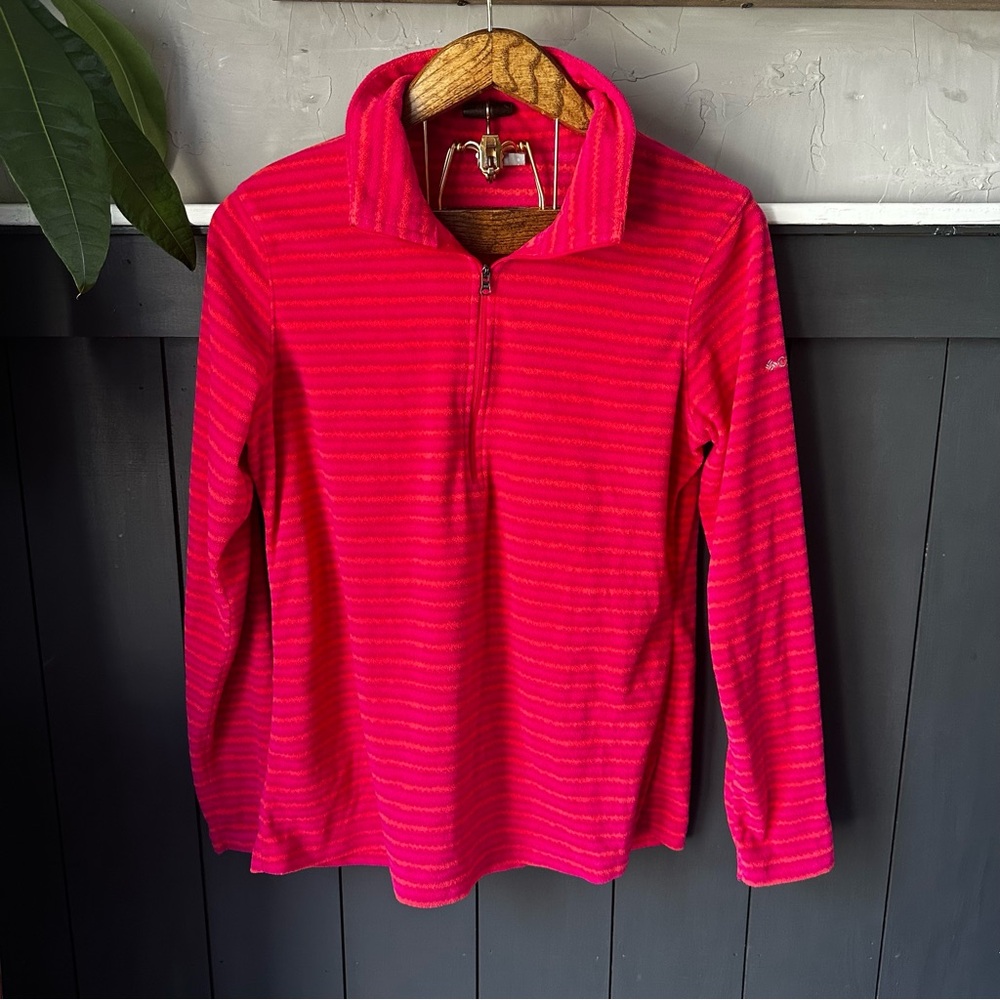 Like NEW Columbia Pink Orange Striped Quarter-Zip Pullover size‎ Large